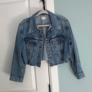 Alice + Olivia Distressed Blue Denim Jacket